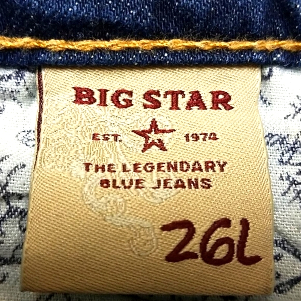 BIG STAR 26x29 2008 CASEY LOW-RISE FIT FADED DISTRESSED DARK WASH BOOTCUT JEANS - Picture 7 of 8